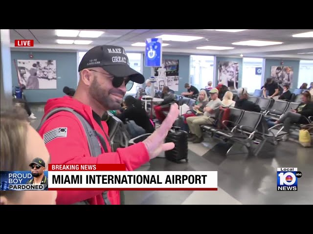 Enrique Tarrio arrives at Miami airport after Jan. 6 pardon, release from prison