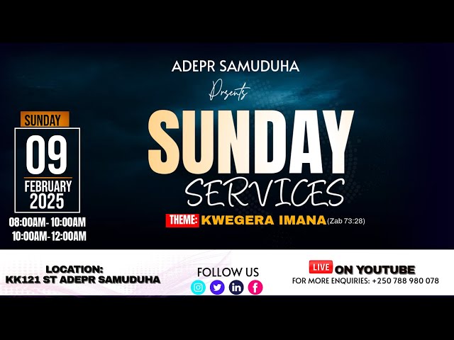 🔴#LIVE: ITERANIRO RYA MBERE KUCYUMWERU KURI ADEPR SAMUDUHA CHURCH  TALIKI 09/02/2025