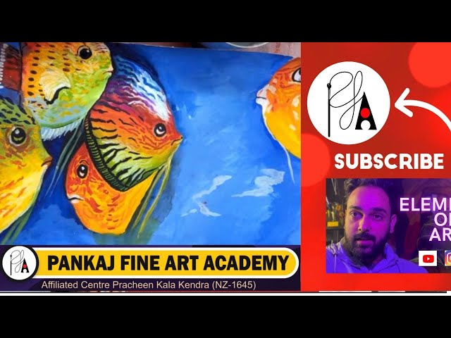 How to make Easy Fishes in Pond Poster colour Painting for kids