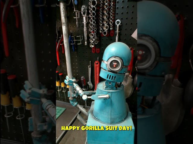 Robot Assistant offering some fun on Gorilla Suit Day