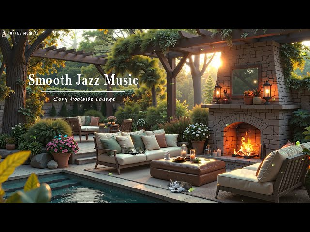 Warm Garden Retreat ~ Tranquil Piano Jazz & Cozy Fireplace,Blooming Flowers