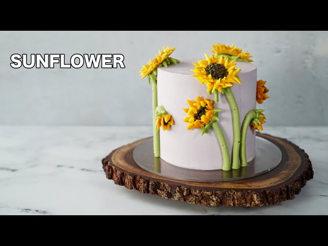 How to make 3D sunflower cake [ Cake Decorating For Beginners ]