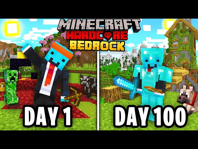 I Survived 100 Days in Bedrock Minecraft Hardcore...