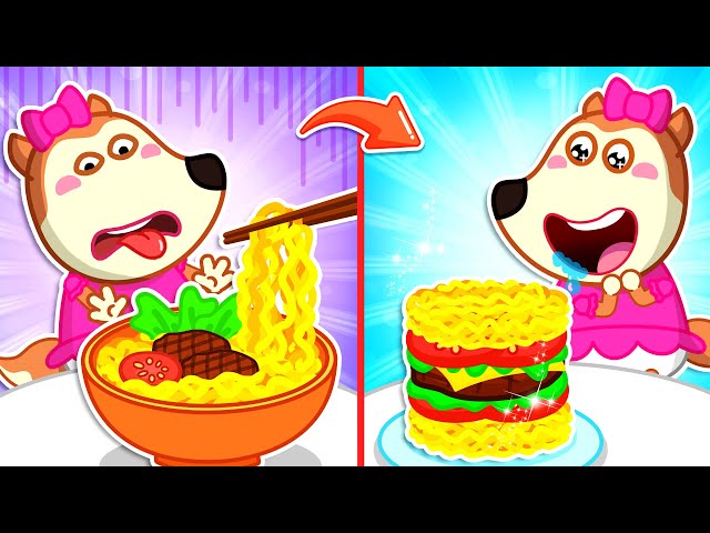 🔴 LIVE: Burger or Noodle Challenge? | Best Parenting Life Hacks for Kids | Wolfoo Family