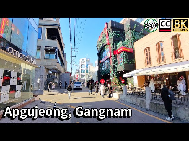 Seoul Cheongdam Luxury Street, Dosandaero Tour, Korea Travel. 8K 360 VR Video.