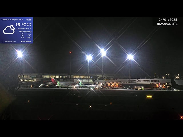 🟢 23.1.2025 LIVE LANZAROTE AIRPORT - CLOSEST WEBCAM - Nighttime   41