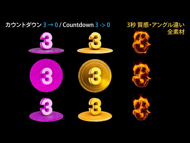 カウントダウン 動画素材 Countdown 3 → 0 CGI 4K Footage