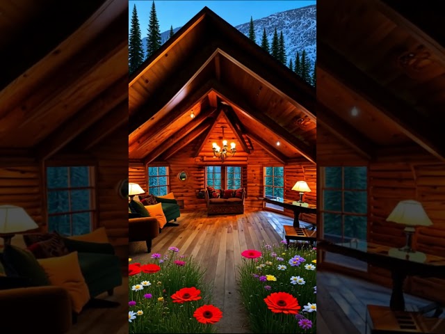 Healing, Ambiance, Sleep Aid, Cozy Cabin, Burning Fireplace, Blizzard, Snowfall