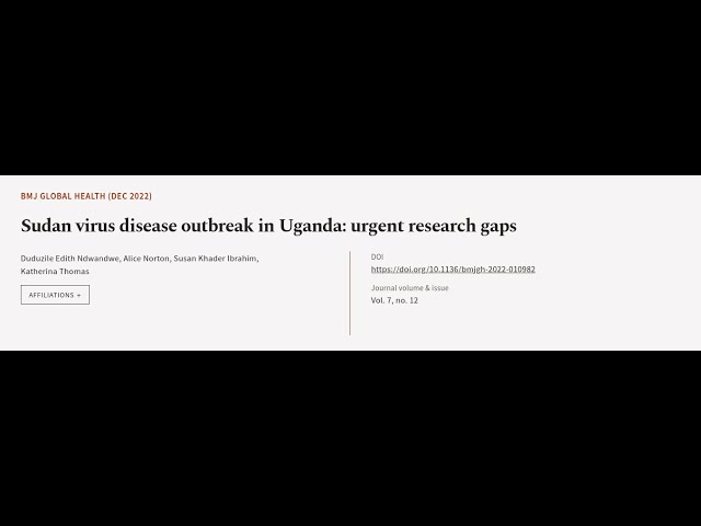 Sudan virus disease outbreak in Uganda: urgent research gaps | RTCL.TV