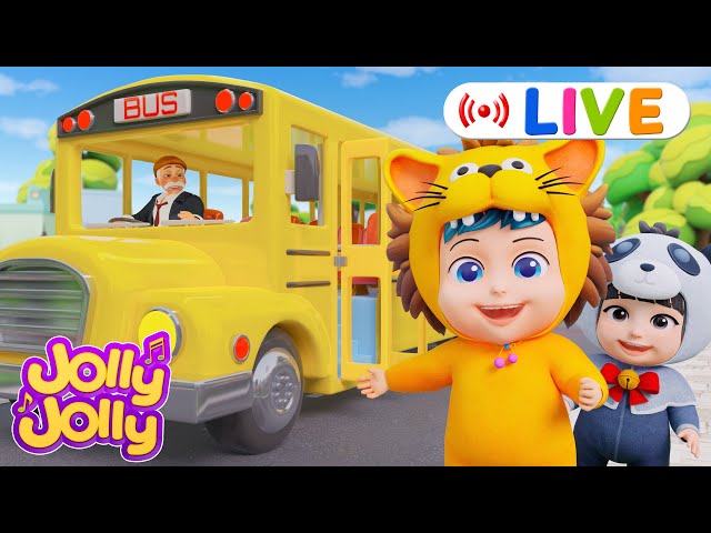 LIVE🔴Wheels on the bus, Three little kittens + More | Jolly Jolly & Friends - Best Kids Songs!