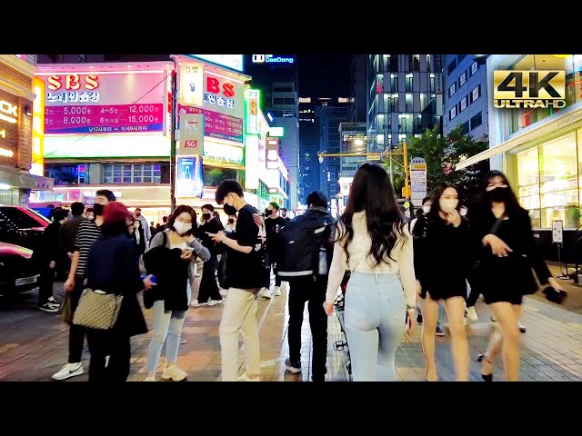 Seoul Korea Walk Tour 4K Fantastic Gangnam Saturday Night Street Walking 24/7 강남 밤거리 ソウルライブ