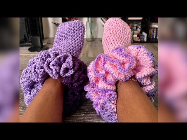 ⁠Crochet Ruffle Slipper Sock Tutorial