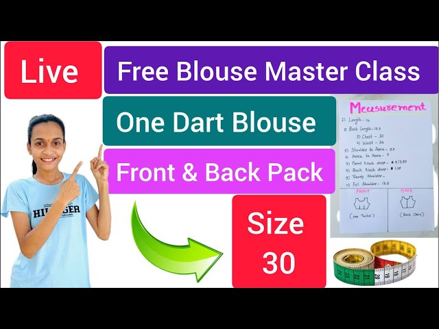 🔴Live Free Class | Professional Front And Back Pack One Dart Blouse Cutting | ब्लाउज़ बनाना सिखे