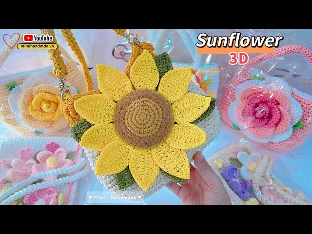 Móc Hoa Hướng Dương 3D Trang Trí 🌻 Crochet Sunflower | Mimi Handmade