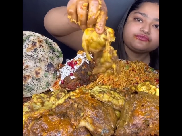 ASMR: EATING SPICY MUTTON FAT CURRY🔥 BRIYANI || #shorts #mukbangn#asmreating #mukbangasmr #asmr