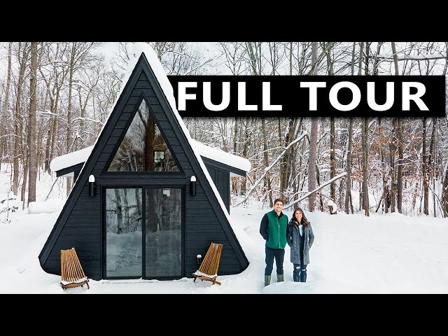 400sqft Modern Tiny A-Frame Prefab Cabin! (DEN A-Frame Weekender Tour)