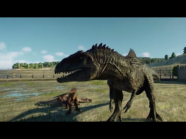 Giganotosaurus vs Indoraptor vs Megalosaurus : Jurassic World Evolution 2