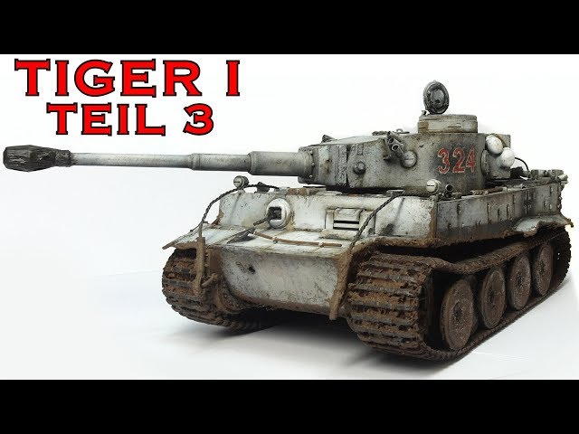 Tiger 1 Panzer Modellbau 1:35 Winter-Tarnung Airbrush Alterung wash Teil 3