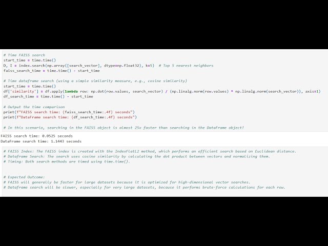 Search a Vector Database and Search a Dataframe and Compare Performance Using Python