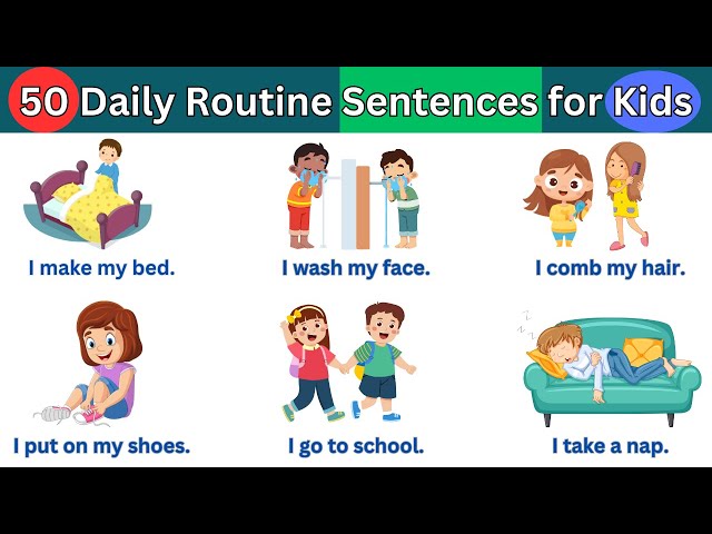 50 Daily Routine vocabulary with sentence| DAILY ROUTINE Phrases in English| #kidslearning #forkids