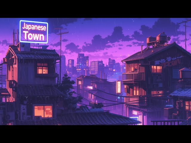 1980s & 90s Lofi Hip Hop Beats 🎥 Nostalgic Vibes & Retro Japanese Town Ambience 🌆 Lofi Rain Playlist