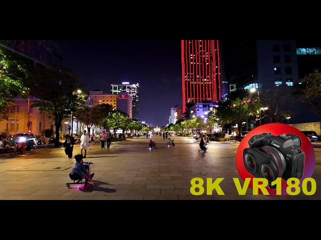 SAIGON AT NIGHT the ever busy Nguyen Hue Square in VIETNAMS CAPITAL 8K 4K VR180 3D Travel