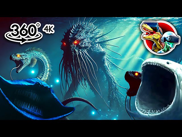 360 Fastest Sea Monsters Size Comparison | 360 video 4K