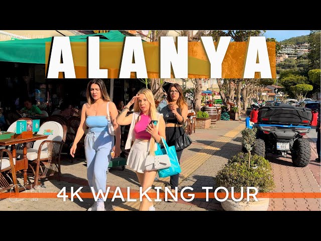 ALANYA, TÜRKİYE - ALANYA ŞEHİR MERKEZİ YÜRÜYÜŞ TURU 4K HDR