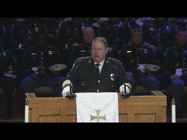 Roswell Police chief speaks at funeral for fallen officer Jeremy Labonte