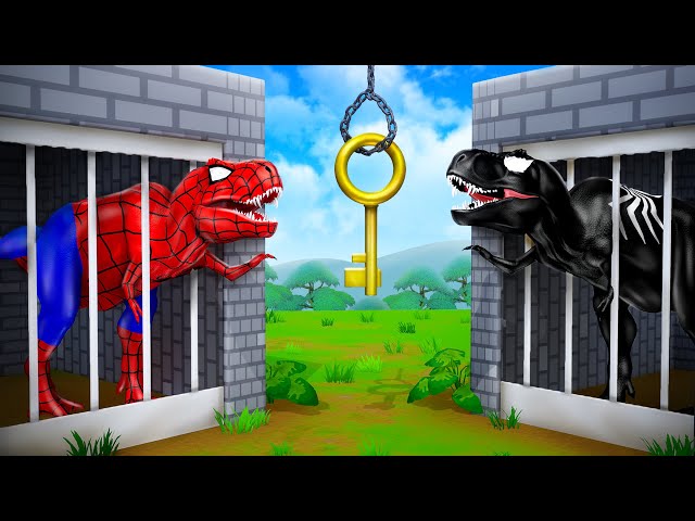 Red Trex vs Black Trex | Super Dinosaurs Crazy Jail Escape - Jurassic Dinosaurs Comedy Cartoons