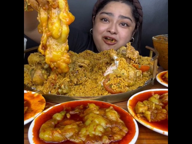 ASMR: EATING SPICY FAT CURRY🔥 CHICKEN BIRIYANI || #shorts #mukbangn#asmreating #mukbangasmr #asmr