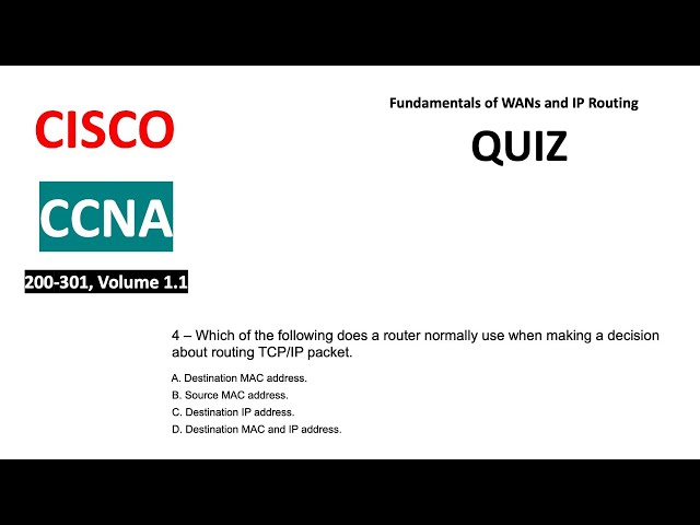 CCNA Quiz Fundamental of WANs and IP Routing