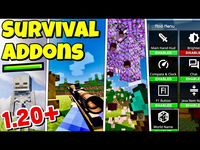 Minecraft Bedrock 1.20+ BEST SURVIVAL ADDONS (Top 20 Most Helpful Resource & Behaviour Packs)