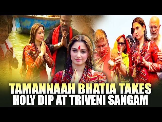 Bollywood actress Tamanna Bhatia takes holy dip at Triveni Sangam, Prayagraj | Maha Kumbh 2025