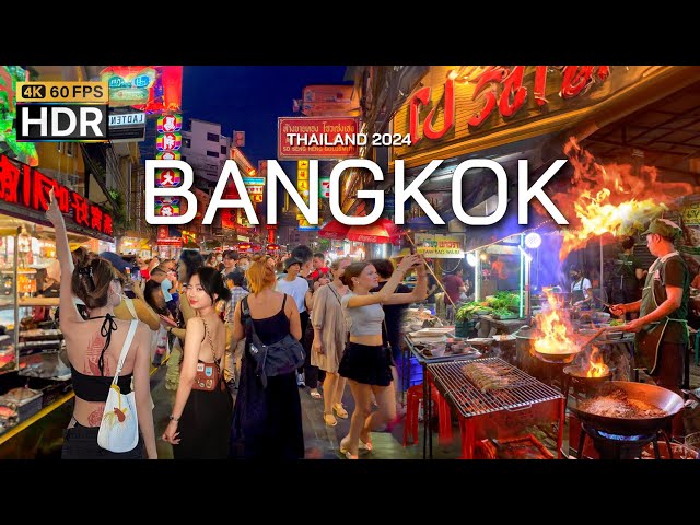 🇹🇭 4K HDR | Walking Bangkok The best street food in the world - With Captions