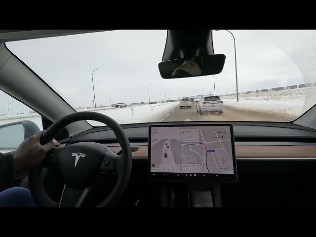 Driving in Heavy Snowfall in Calgary | 2024 | Tesla Cabin Videos