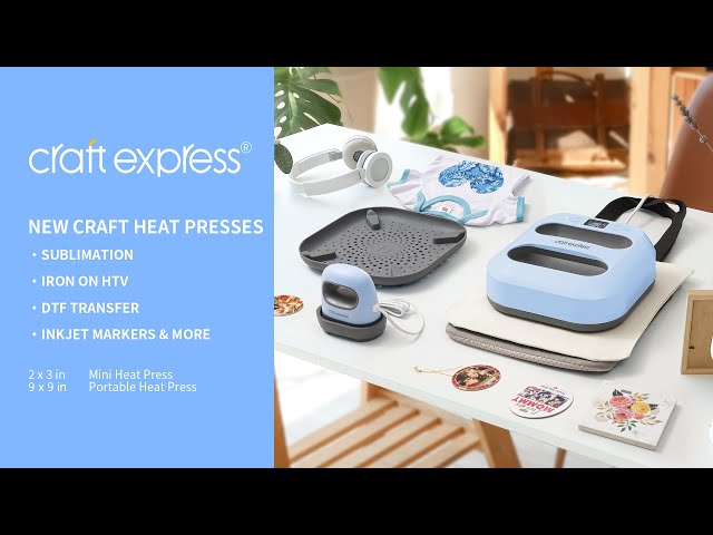 Craft Express Eco Mini Heat Press & 9’’ x 9’’ Portable Heat Press for Home Craft Projects!