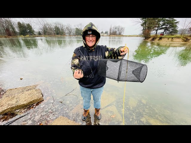 Trapping minnows through the ice!