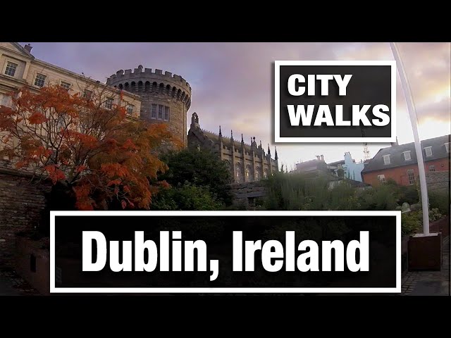 City Walks: Dublin, Ireland in the old town center - virtual walking treadmill video