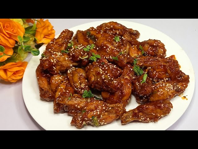 ریسٹورنٹ Style  کورین فوڈ گھر میں بنائیں اور سب کو حیران کر دیں|Korean Sticky Chicken Wings Recipe