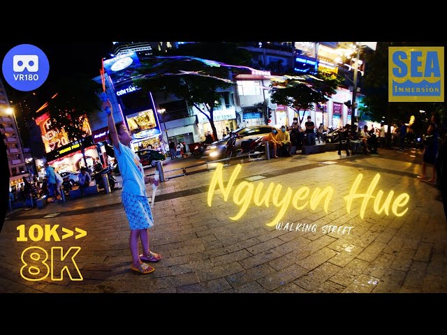 Nguyen Hue Walking Street, Ho Chi Minh City, Captured at night in 10K 3D VR180, downsampled to 8K.