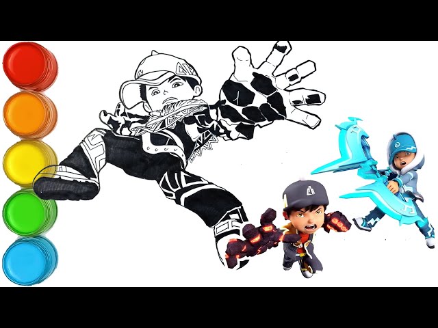 Menggambar dan mewarnai BoBoiBoy Glacier Fusion Water dan quake 7 kuasa Elemental | draw BoBoiBoy