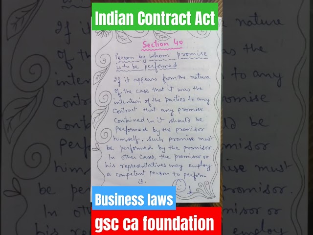 Section 40 of indian contract act 1872 #shorts #cafoundation #commerce