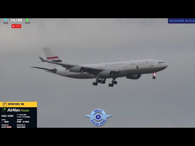 Egyptian President A340 Arriving - Dublin Airport LIVE Plane Spotting Ireland ✈️ 10/12/2024