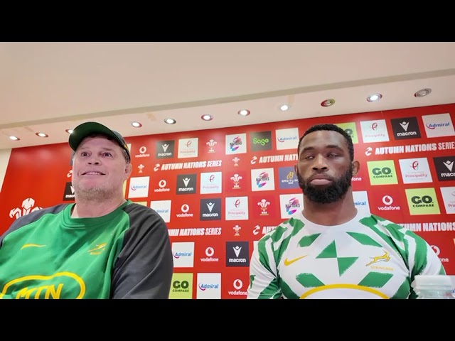 SPRINGBOKS: Rassie Erasmus and Siya Kolisi after Bok win over Wales