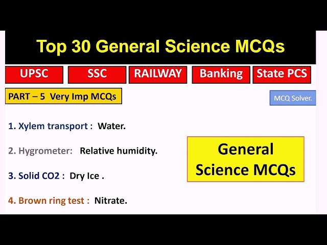 Top 30 General Science Questions And Answers | General Science MCQs For Competitive Exams