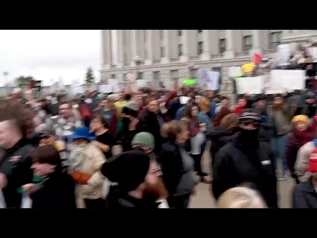 Hundreds speaking out against Trump administration at Utah State Capitol on National Protest Day