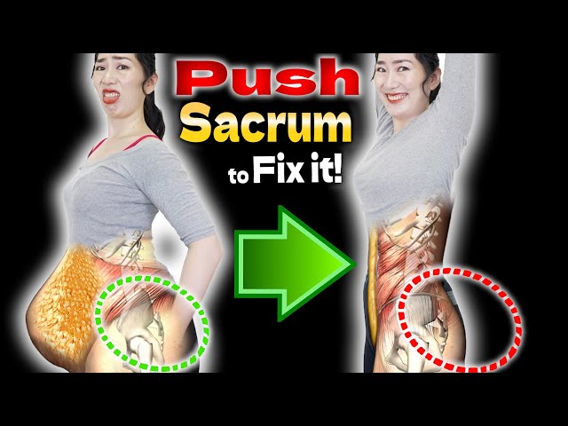 Push Sacrum and Raise your Arms 5 times a day for 2 weeks, then Bulging Belly Fat will be Removed