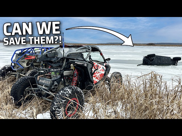 UTV falls through the ice! Ice ride turns ICE RESCUE!