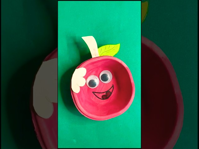 Easy Apple Craft, Trending Craft Videos for Kids #apple #fruit #trending #diy #youtubeshorts #art